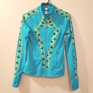 Ivivva Lululemon Girl Blue Floral Mesh Perfect Your Practice Full Zip Jacket 14